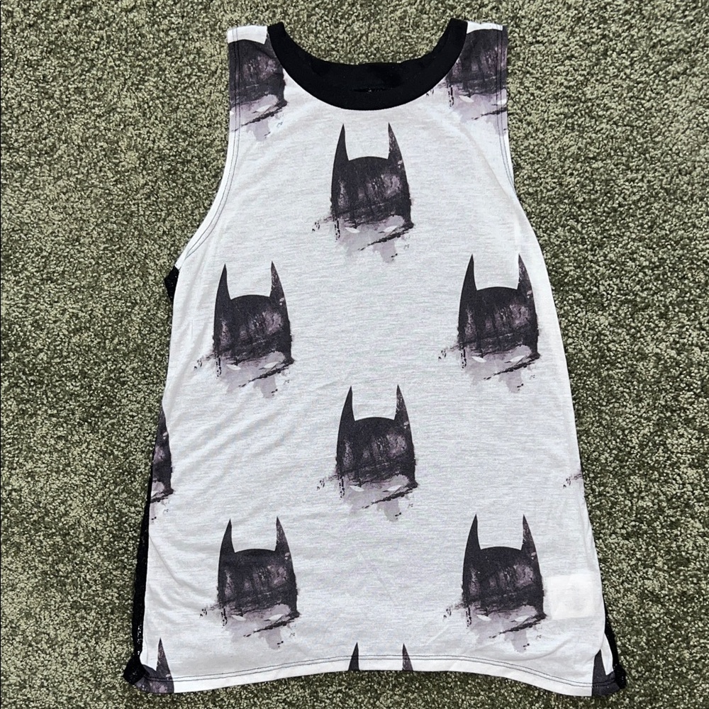 Batman Mask Print Tank Top with Lace Back – Small